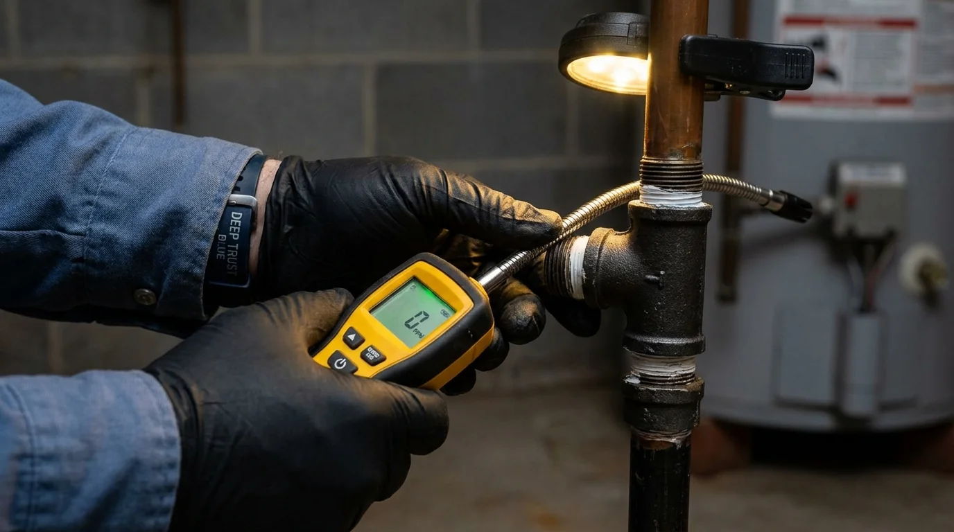 Gas leak detection with electronic sniffer by Johns Plumbing LLC in Toulon