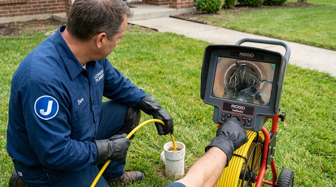 Sewer camera inspection being performed by Johns Plumbing LLC in Toulon